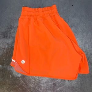 EUC Highlight Orange LuLuLemon Hotty Hot Shorts 4”